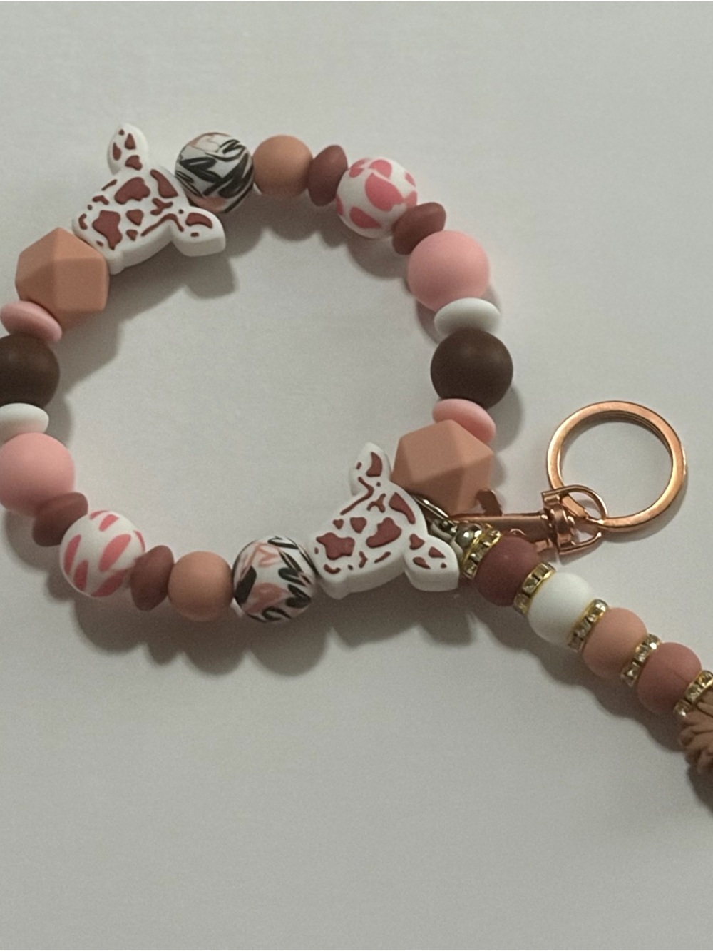 Beaded Silicone Key Ring Wristlet | Heavy-Duty Cable Wire Bracelet Keychain